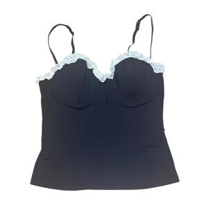 Calvin Klein Black Camisole with White Lace Trim